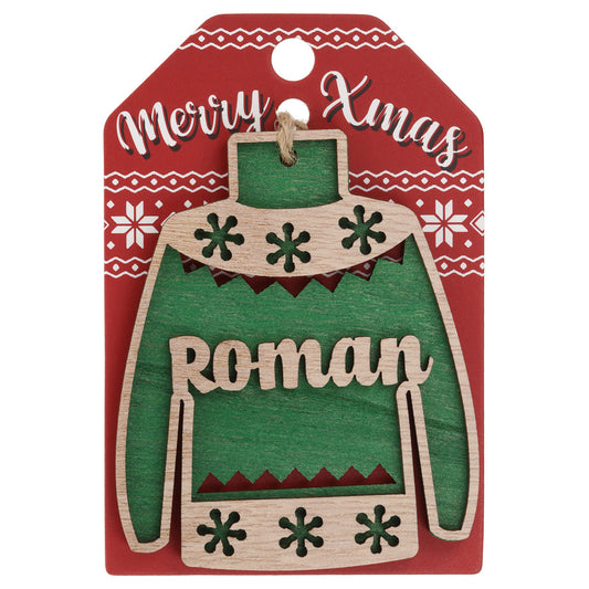 Wooden Christmas Jumper Decoration-Roman