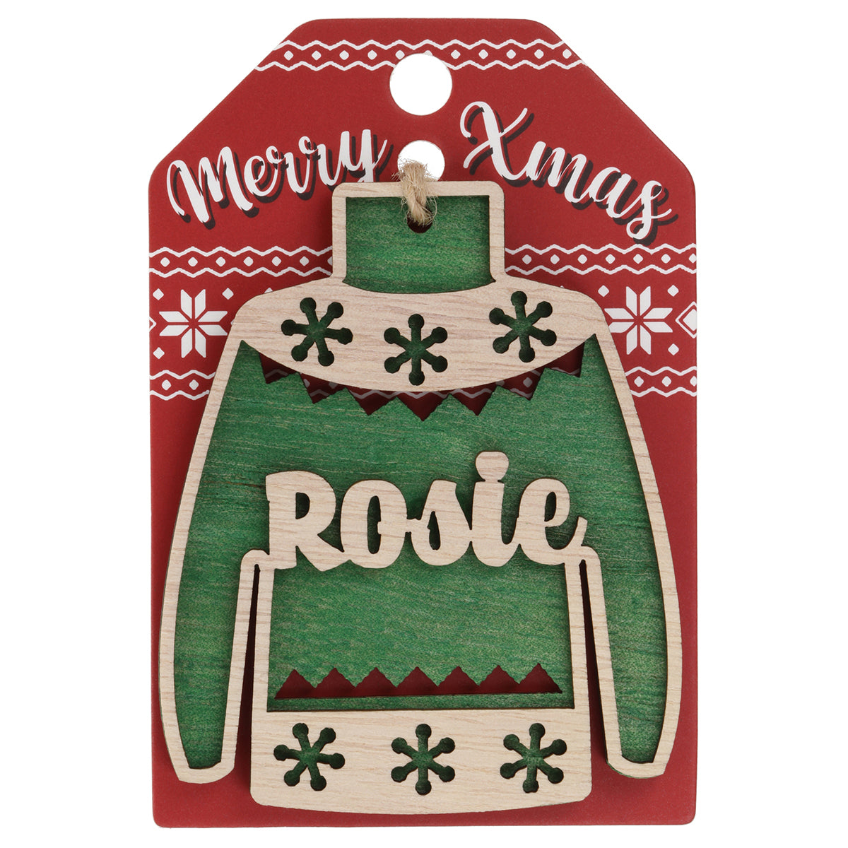JU164 - Wooden Christmas Jumper Decoration-Rosie