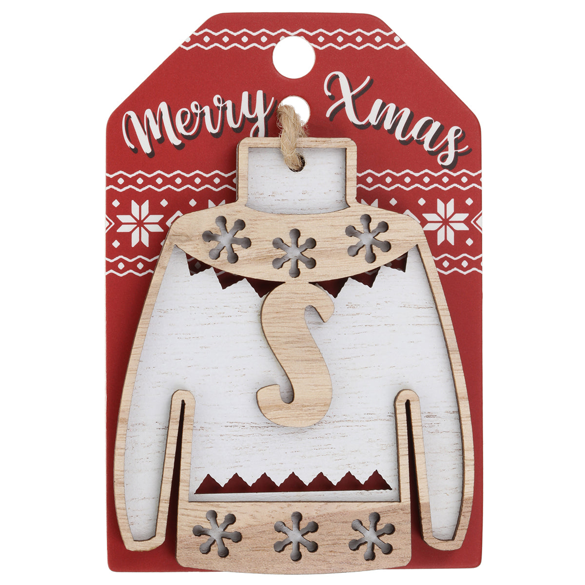 JU166 - Wooden Christmas Jumper Decoration-S