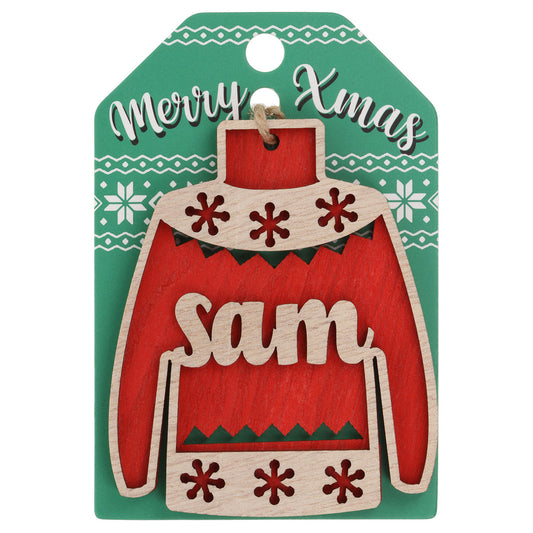 Wooden Christmas Jumper Decoration-Sam