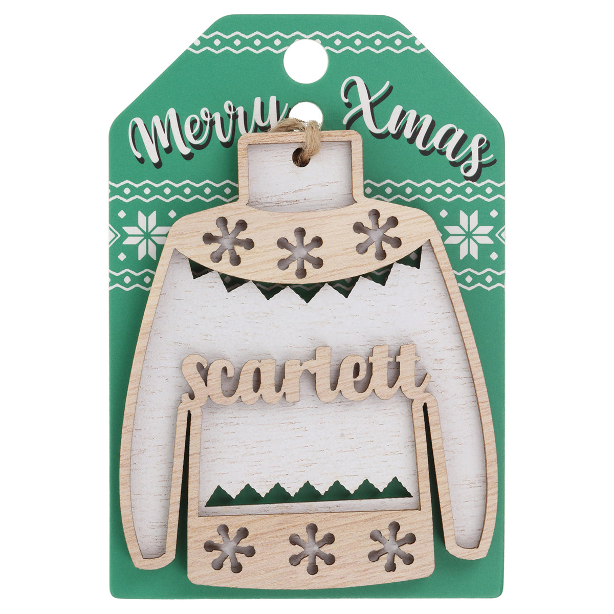 JU169 - Wooden Christmas Jumper Decoration-Scarlett