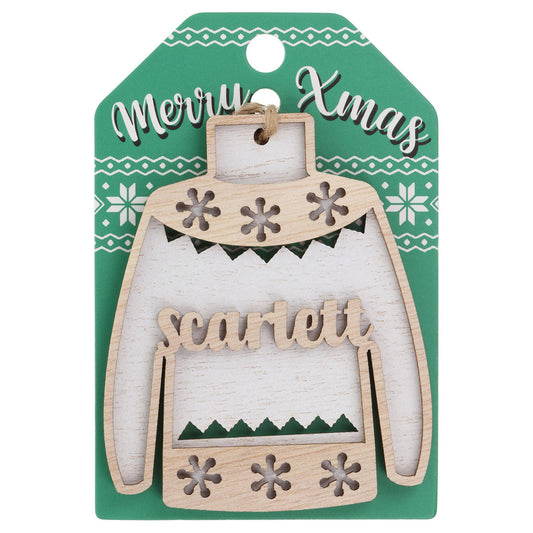 Wooden Christmas Jumper Decoration-Scarlett