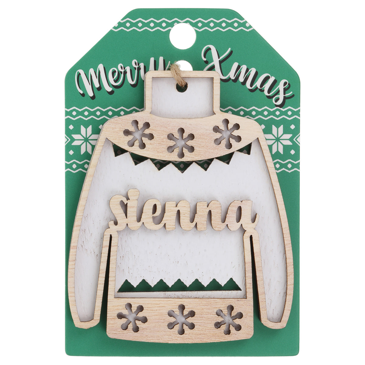 JU171 - Wooden Christmas Jumper Decoration-Sienna