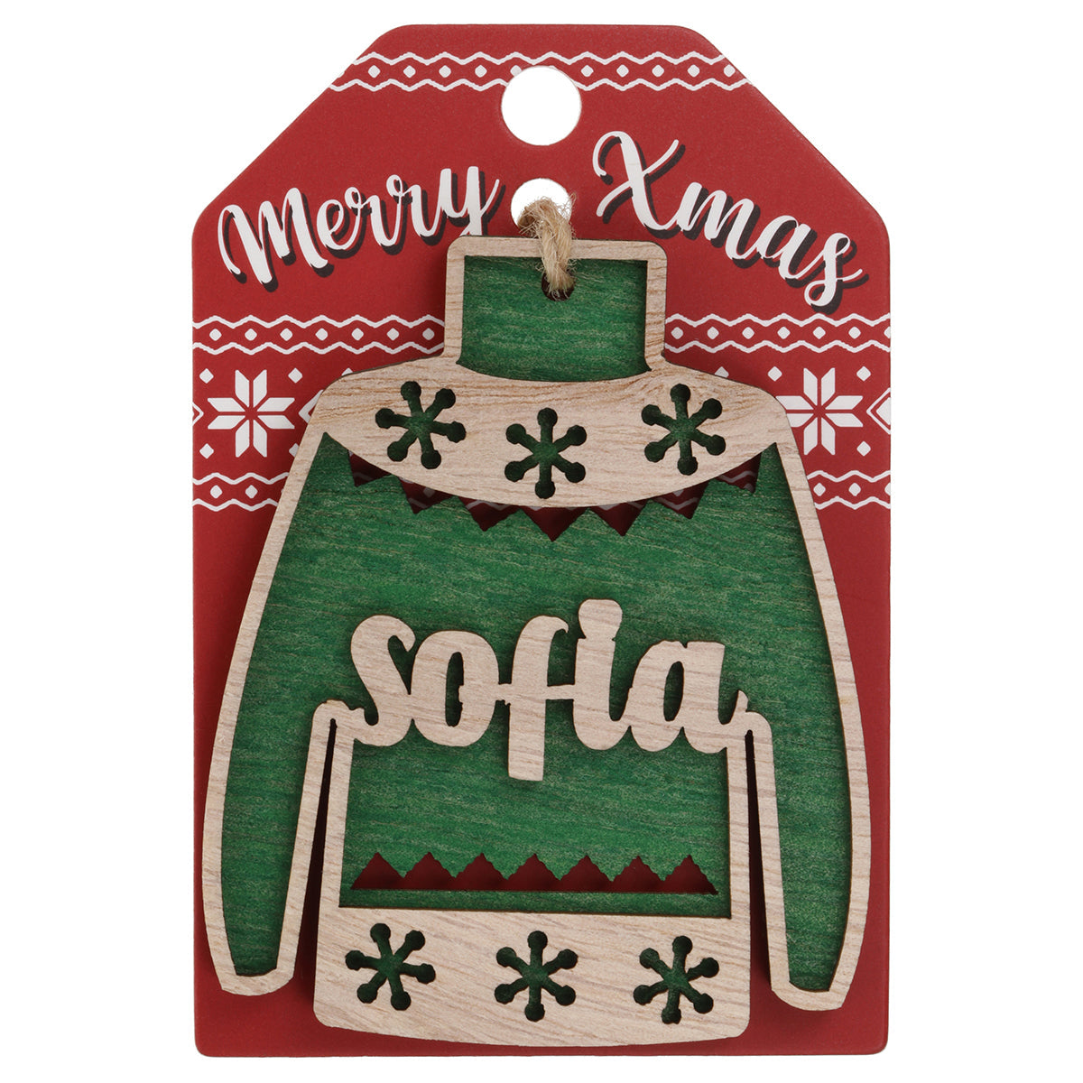 JU172 - Wooden Christmas Jumper Decoration-Sofia