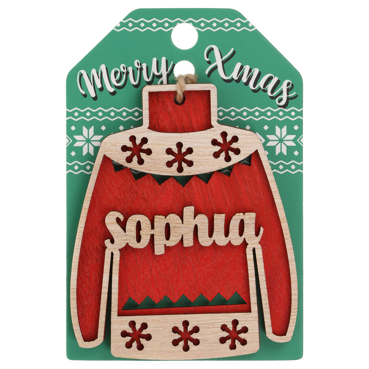JU173 - Wooden Christmas Jumper Decoration-Sophia