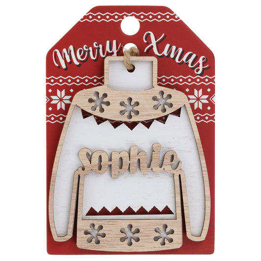 Wooden Christmas Jumper Decoration-Sophie