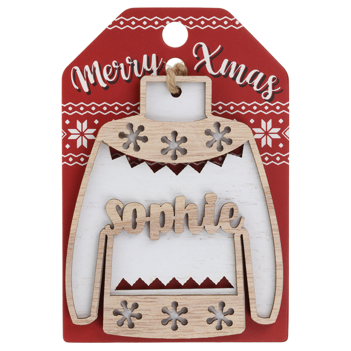 JU174 - Wooden Christmas Jumper Decoration-Sophie