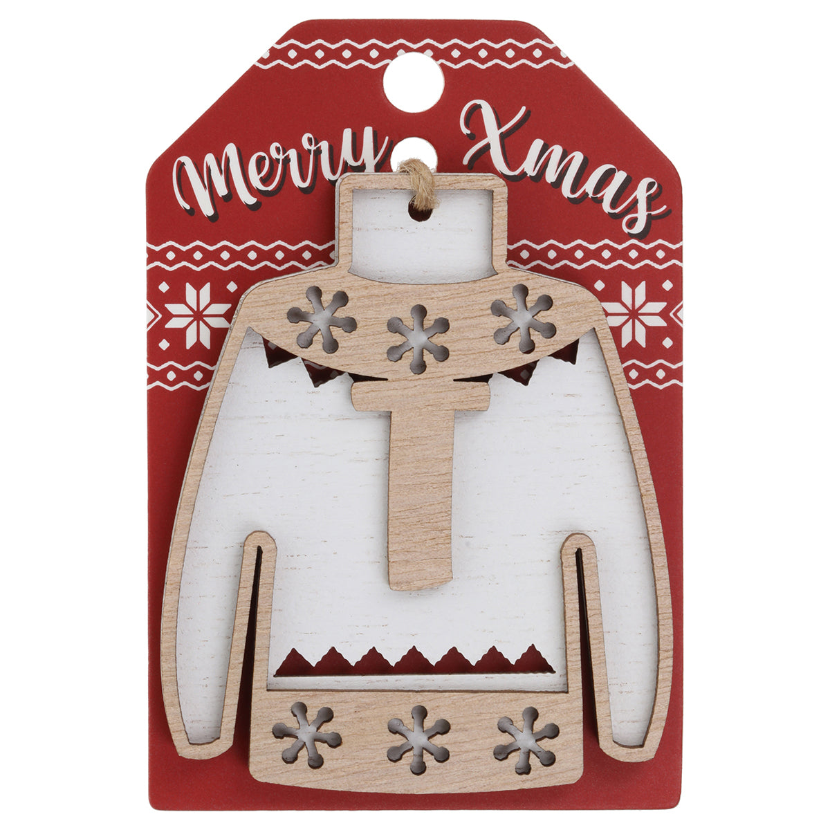 JU176 - Wooden Christmas Jumper Decoration-T