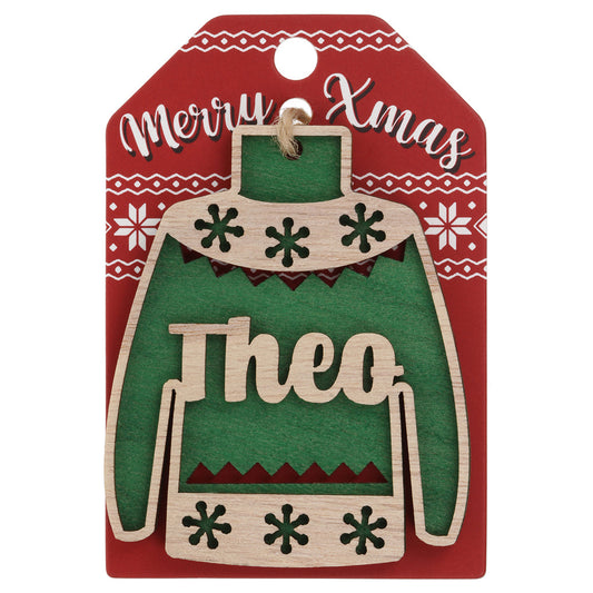 Wooden Christmas Jumper Decoration-Theo