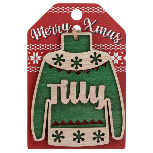 JU180 - Wooden Christmas Jumper Decoration-Tilly