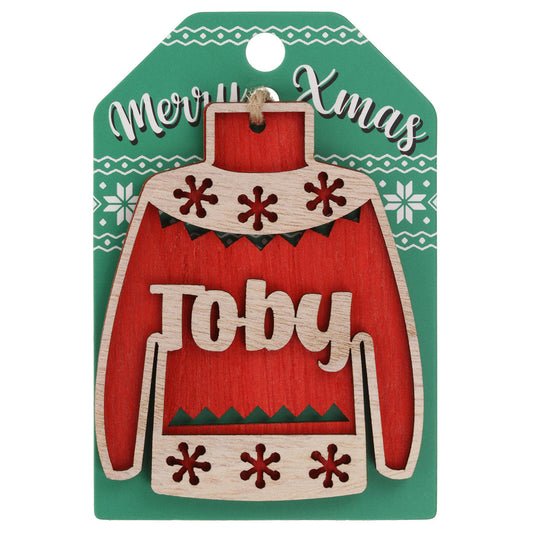 Wooden Christmas Jumper Decoration-Toby