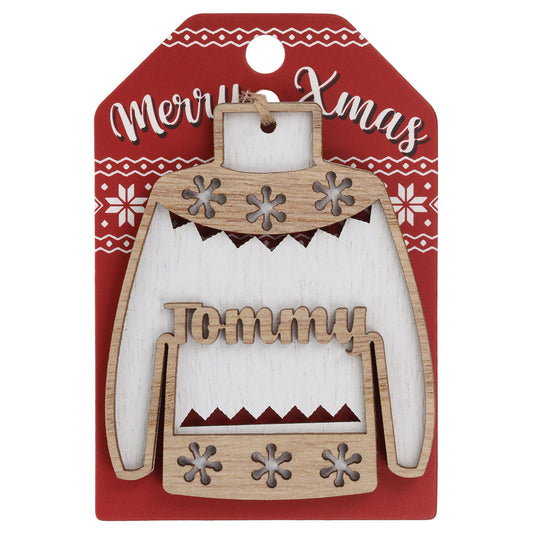 Wooden Christmas Jumper Decoration-Tommy