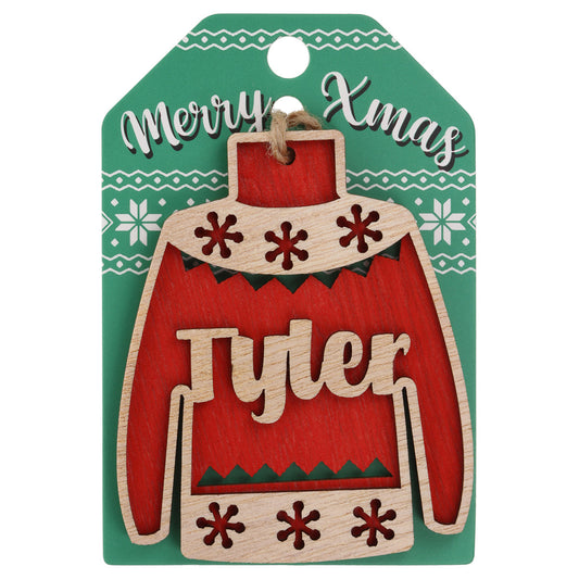 Wooden Christmas Jumper Decoration-Tyler