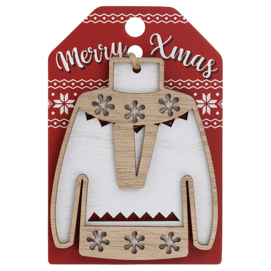 JU184 - Wooden Christmas Jumper Decoration-V
