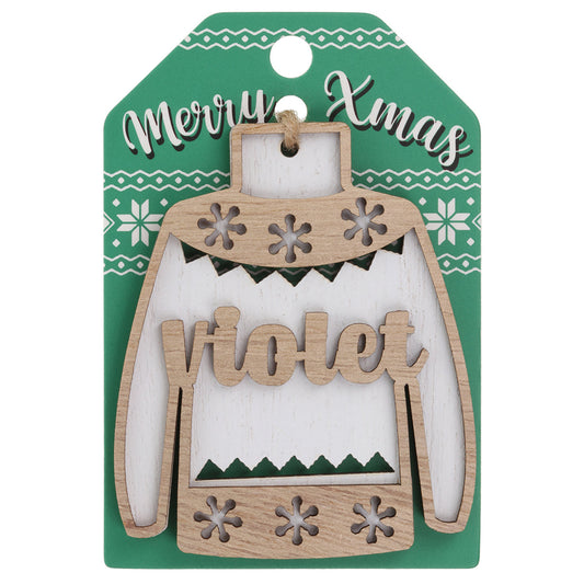 JU185 - Wooden Christmas Jumper Decoration-Violet