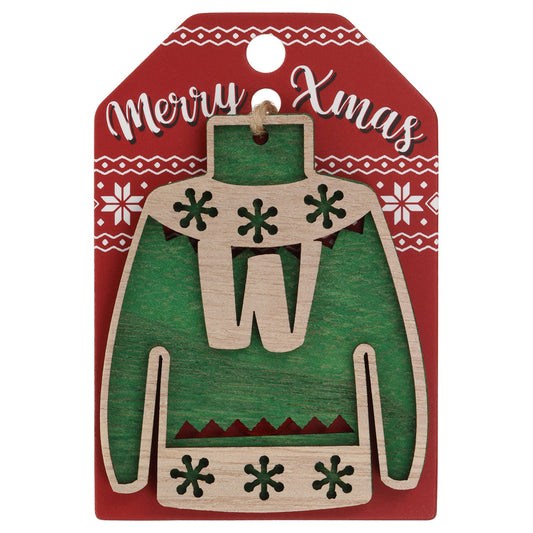 JU186 - Wooden Christmas Jumper Decoration-W