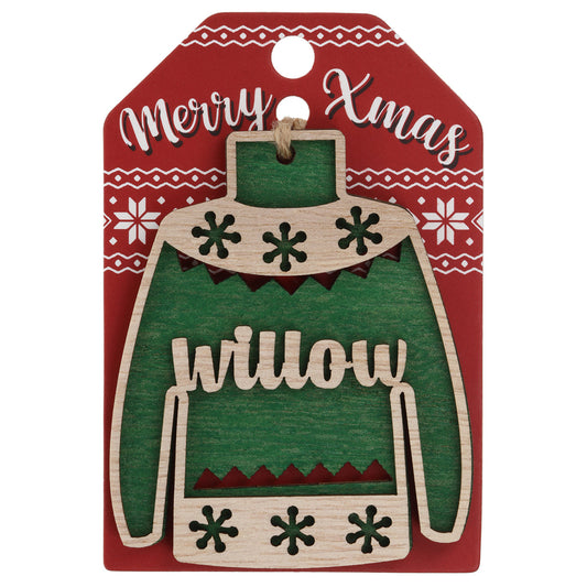 JU188 - Wooden Christmas Jumper Decoration-Willow