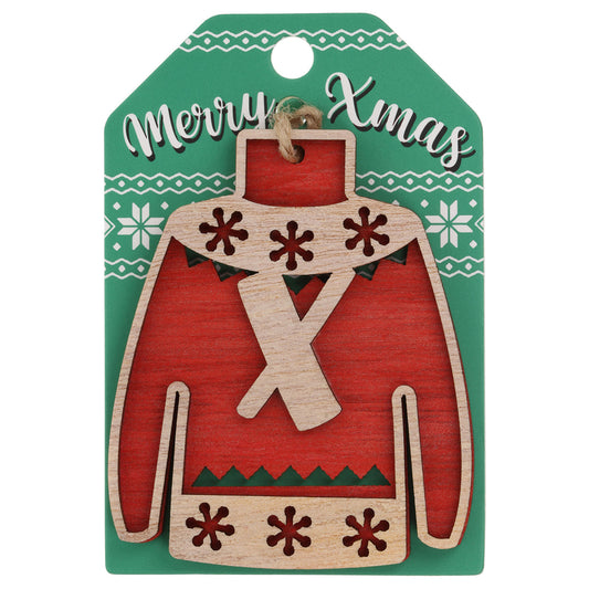 Wooden Christmas Jumper Decoration-X