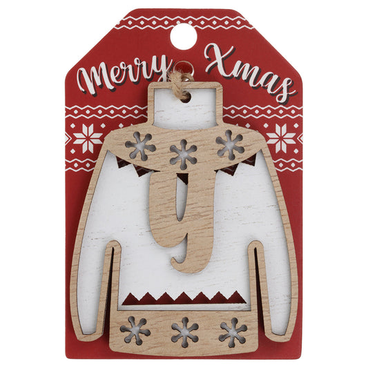 Wooden Christmas Jumper Decoration-Y
