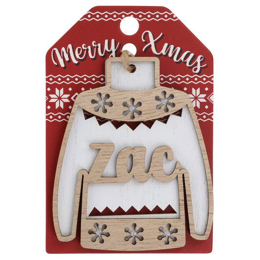 Wooden Christmas Jumper Decoration-Zac