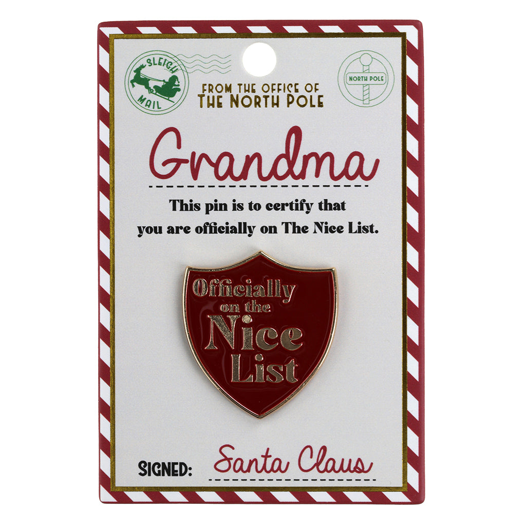 NL009 - Nice List Pin Badge -Grandma