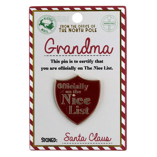 NL009 - Nice List Pin Badge -Grandma