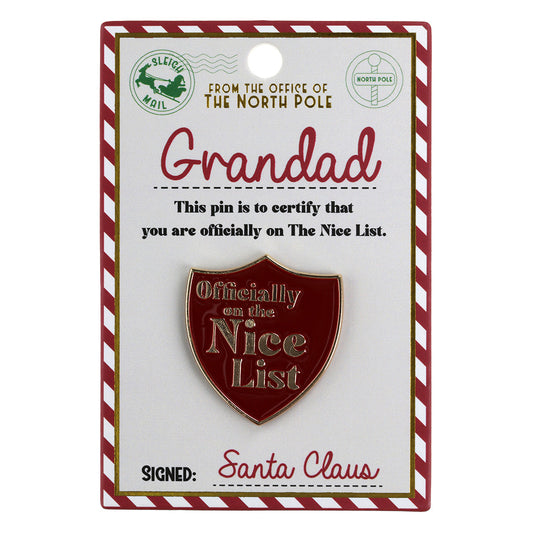NL010 - Nice List Pin Badge -Grandad