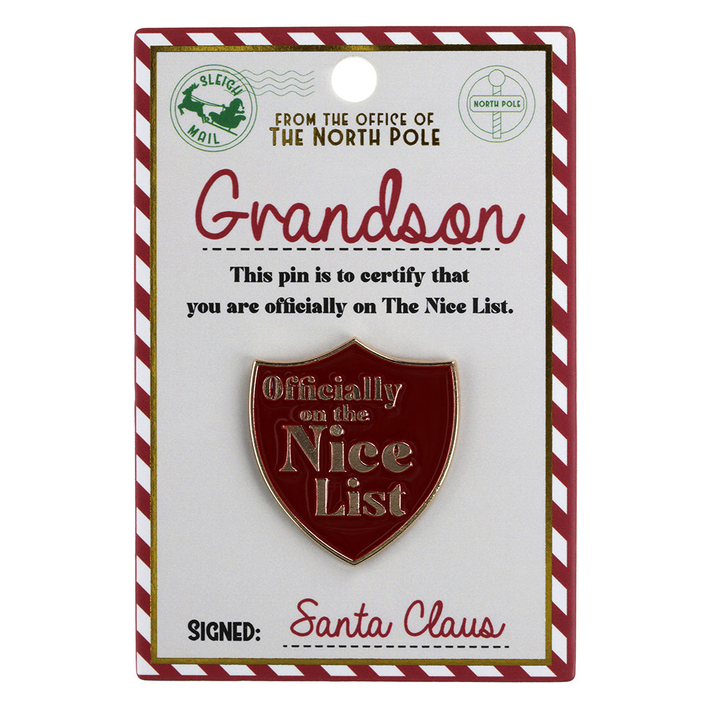 NL012 - Nice List Pin Badge -Grandson