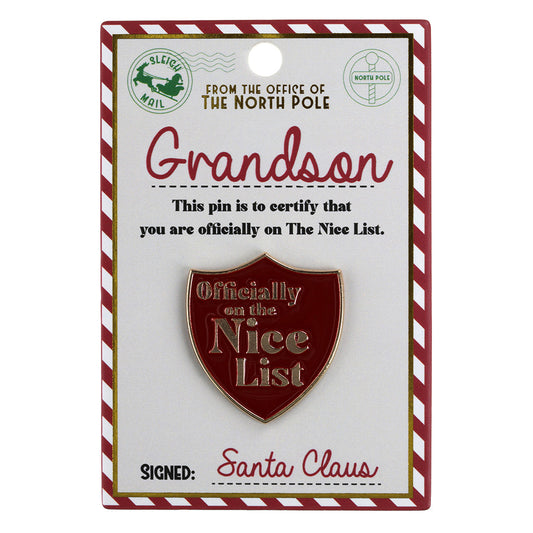 Nice List Pin Badge-Grandson