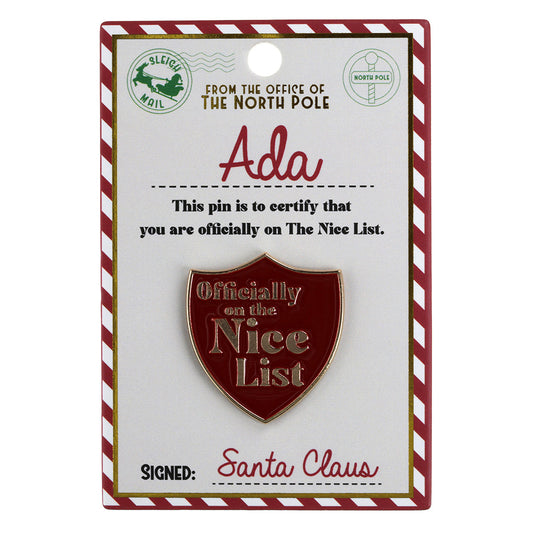 NL020 - Nice List Pin Badge -Ada