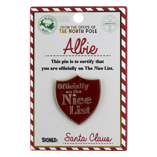 NL023 - Nice List Pin Badge -Albie