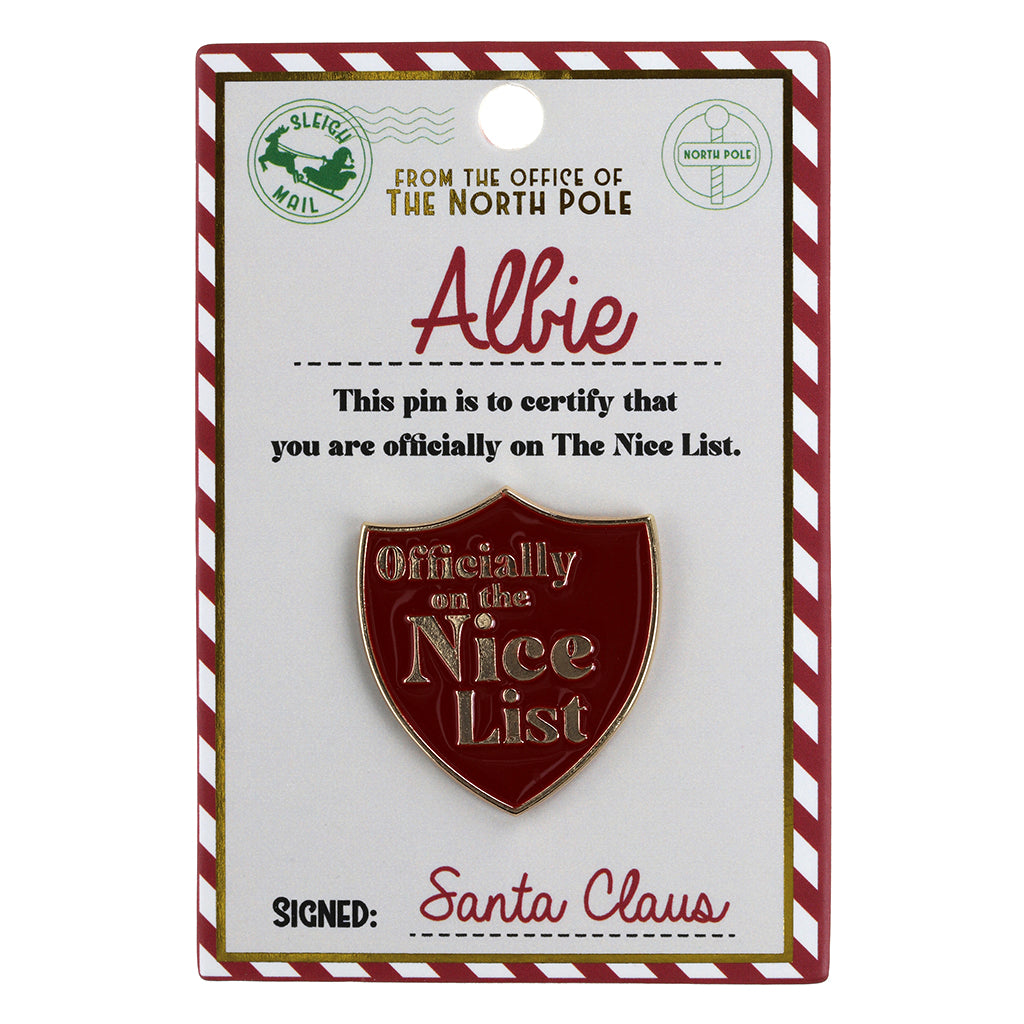 Nice List Pin Badge-Albie