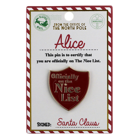 NL026 - Nice List Pin Badge -Alice