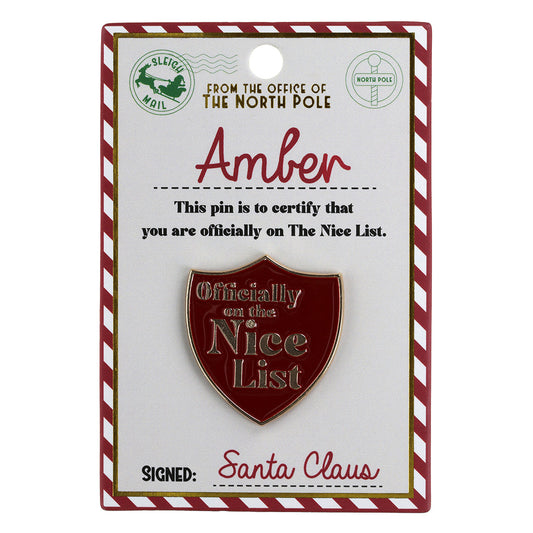 NL027 - Nice List Pin Badge -Amber
