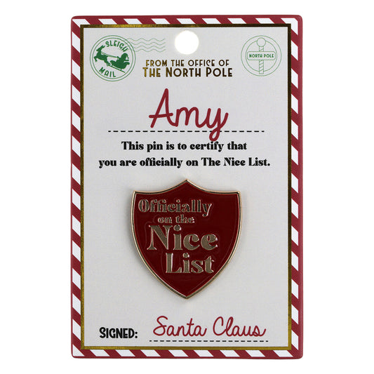 NL030 - Nice List Pin Badge -Amy