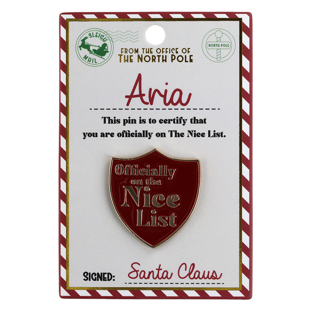 NL032 - Nice List Pin Badge -Aria