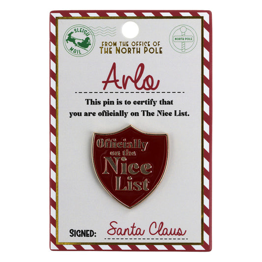 NL033 - Nice List Pin Badge -Arlo