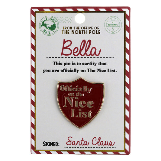 Nice List Pin Badge-Bella
