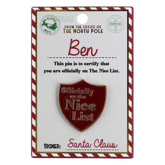 NL037 - Nice List Pin Badge -Ben
