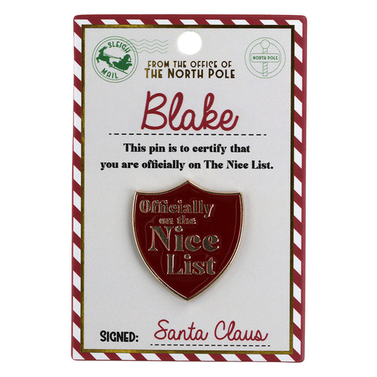 NL039 - Nice List Pin Badge -Blake