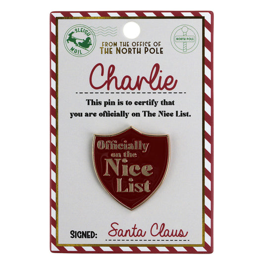 NL040 - Nice List Pin Badge -Charlie