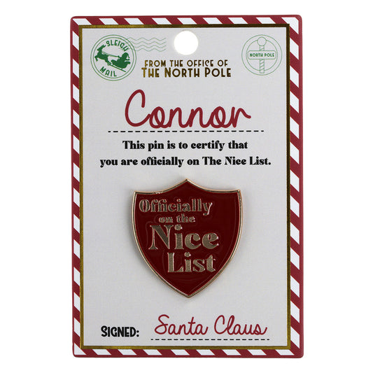 NL043 - Nice List Pin Badge -Connor