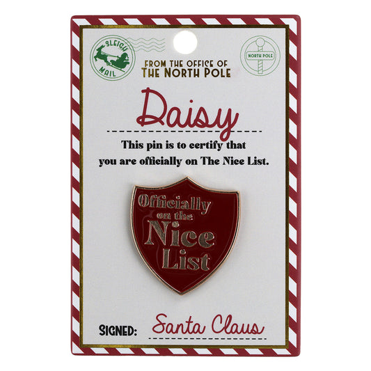 NL044 - Nice List Pin Badge -Daisy