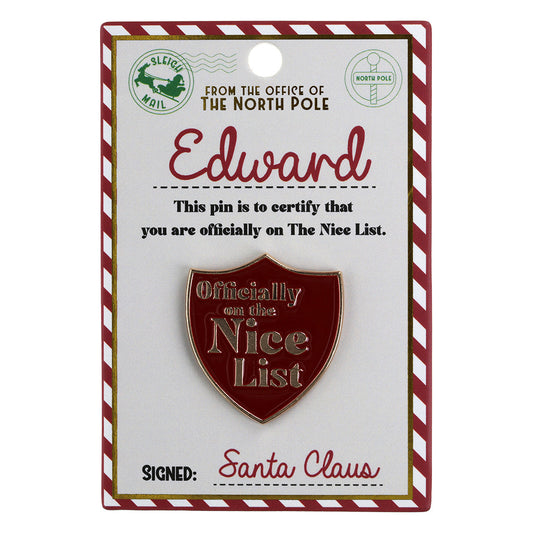 NL047 - Nice List Pin Badge -Edward