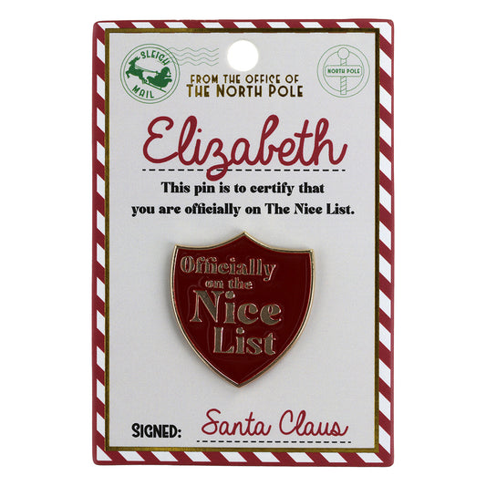Nice List Pin Badge-Elizabeth