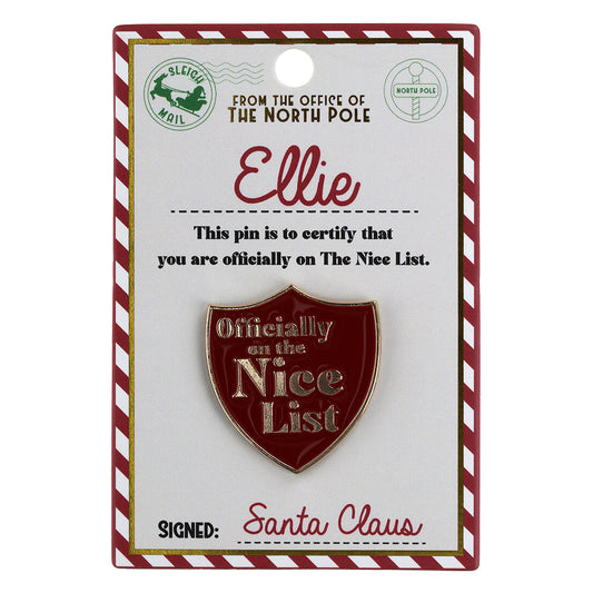 Nice List Pin Badge-Ellie