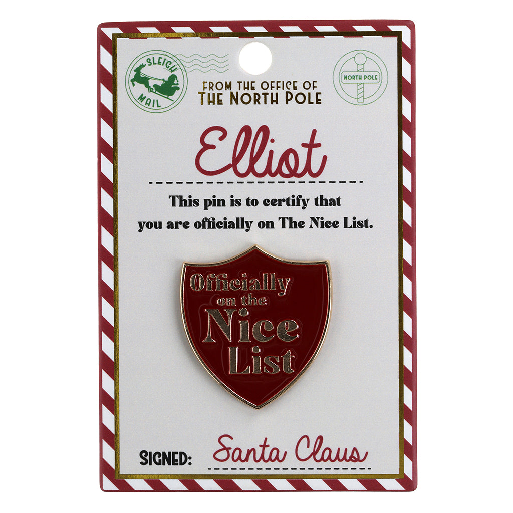 NL054 - Nice List Pin Badge -Elliot
