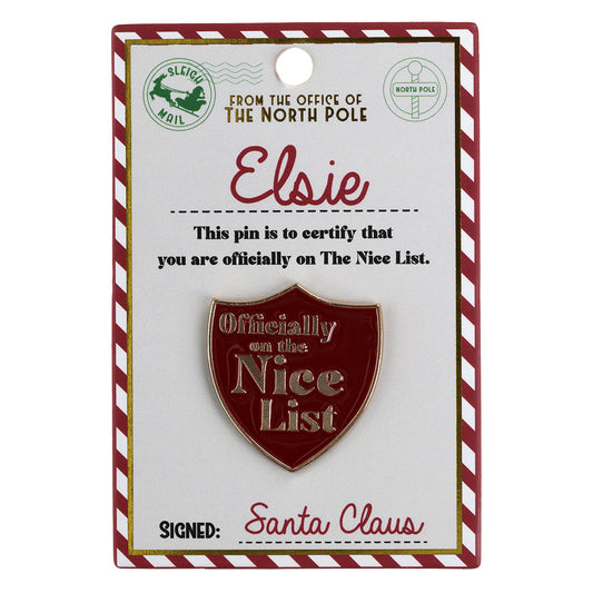 Nice List Pin Badge-Elsie