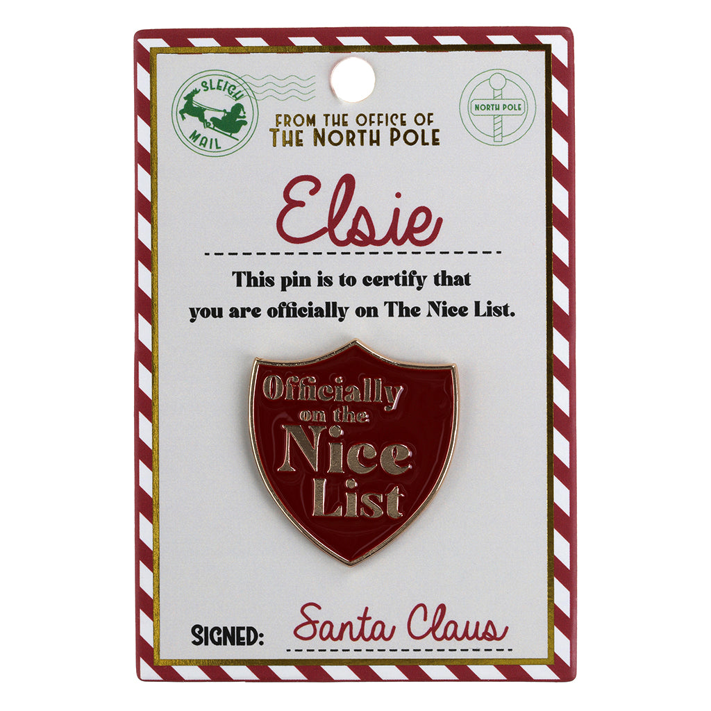 NL056 - Nice List Pin Badge -Elsie
