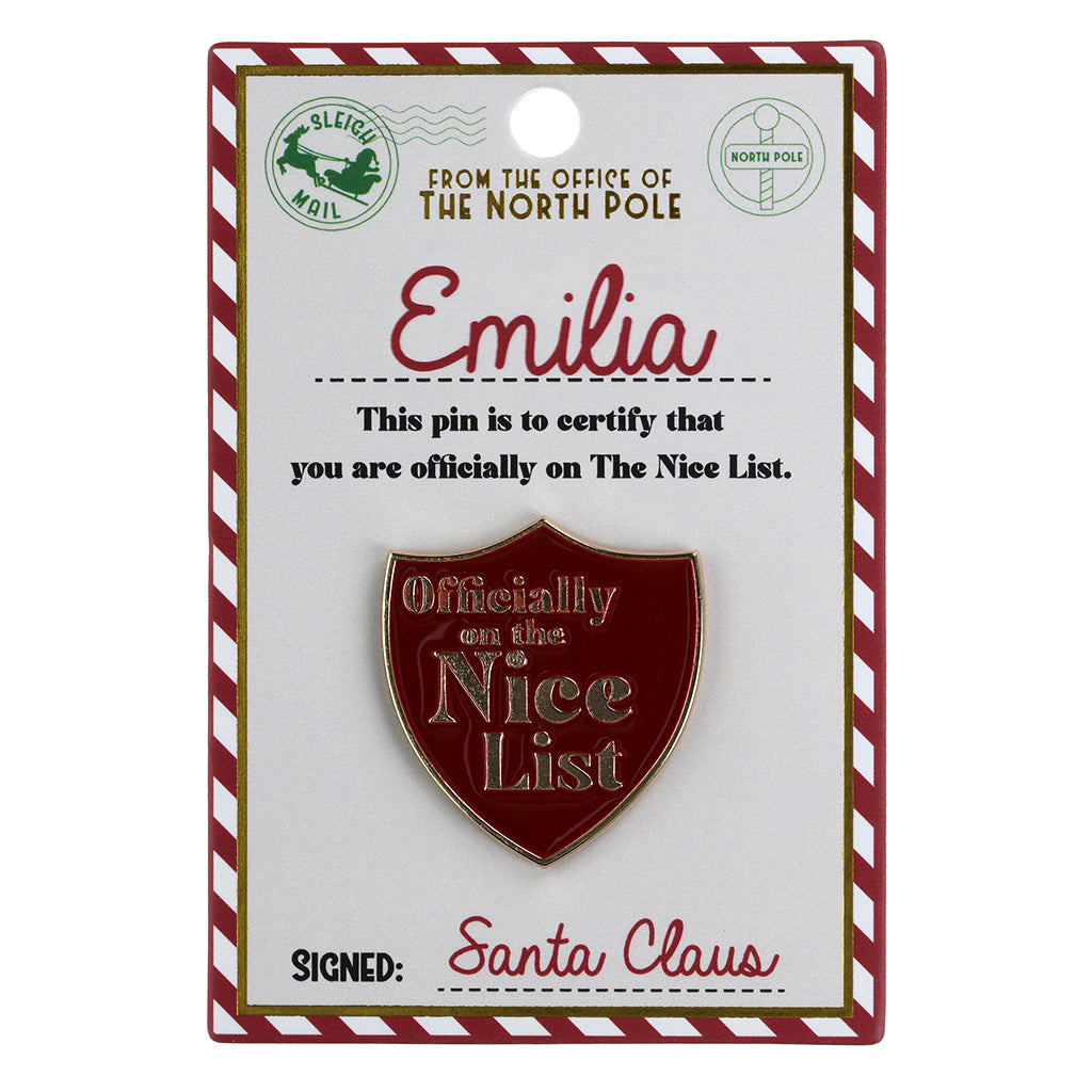 NL057 - Nice List Pin Badge -Emilia